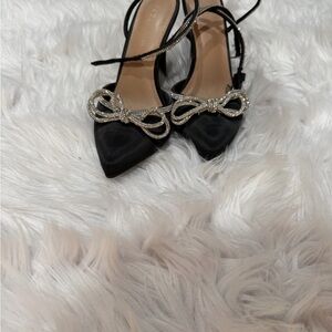 BCBGeneration Black Heels with Silver Bow Accent